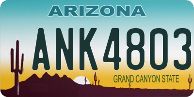 AZ license plate ANK4803