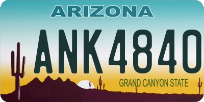 AZ license plate ANK4840