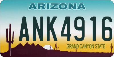 AZ license plate ANK4916