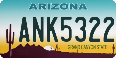 AZ license plate ANK5322