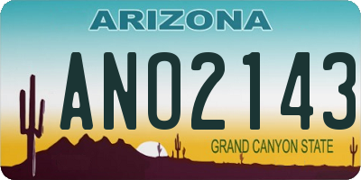 AZ license plate ANO2143