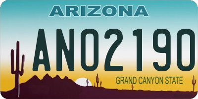 AZ license plate ANO2190