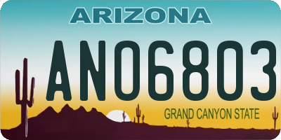 AZ license plate ANO6803