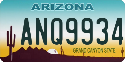 AZ license plate ANQ9934