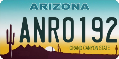 AZ license plate ANR0192