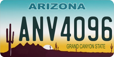 AZ license plate ANV4096