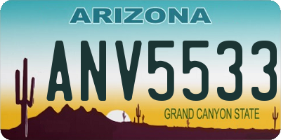 AZ license plate ANV5533
