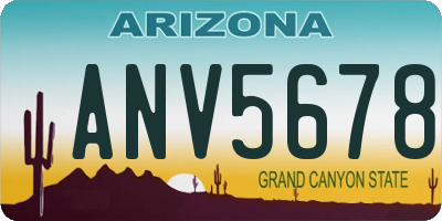 AZ license plate ANV5678
