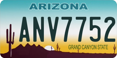 AZ license plate ANV7752