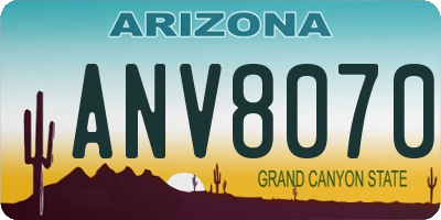 AZ license plate ANV8070