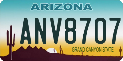 AZ license plate ANV8707