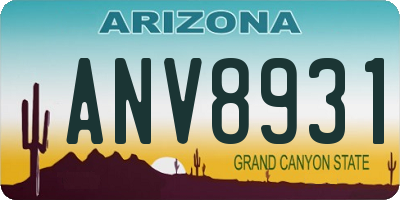AZ license plate ANV8931