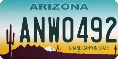 AZ license plate ANW0492