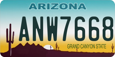AZ license plate ANW7668