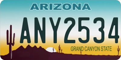 AZ license plate ANY2534