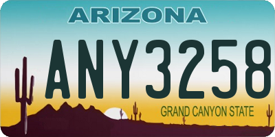 AZ license plate ANY3258