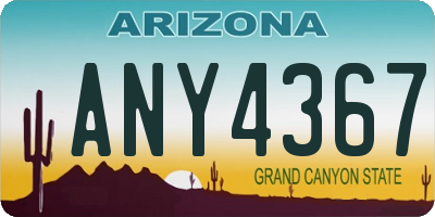AZ license plate ANY4367