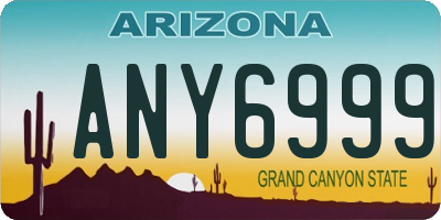 AZ license plate ANY6999
