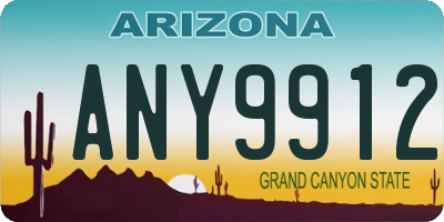 AZ license plate ANY9912
