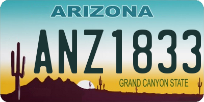 AZ license plate ANZ1833