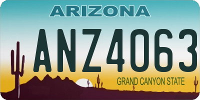 AZ license plate ANZ4063