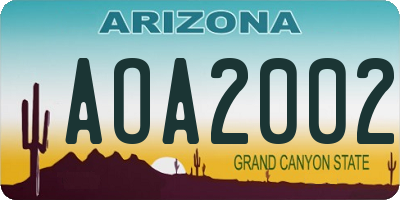AZ license plate AOA2002