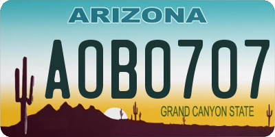 AZ license plate AOB0707