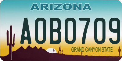 AZ license plate AOB0709