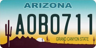 AZ license plate AOB0711