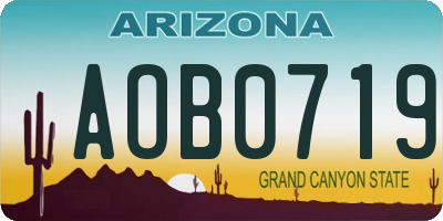 AZ license plate AOB0719