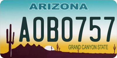 AZ license plate AOB0757