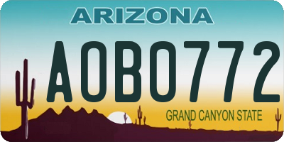 AZ license plate AOB0772