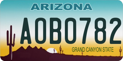 AZ license plate AOB0782