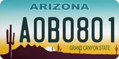 AZ license plate AOB0801