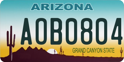 AZ license plate AOB0804