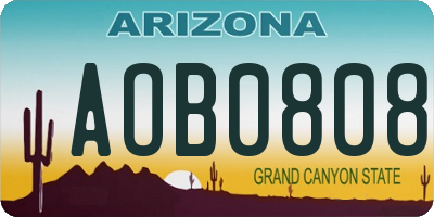 AZ license plate AOB0808