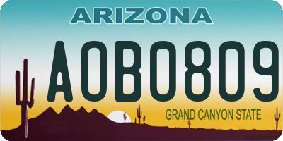 AZ license plate AOB0809