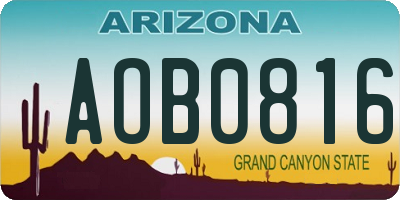AZ license plate AOB0816