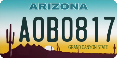 AZ license plate AOB0817