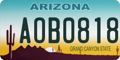 AZ license plate AOB0818