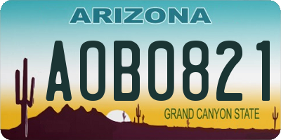 AZ license plate AOB0821