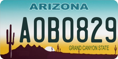 AZ license plate AOB0829