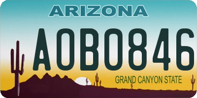 AZ license plate AOB0846