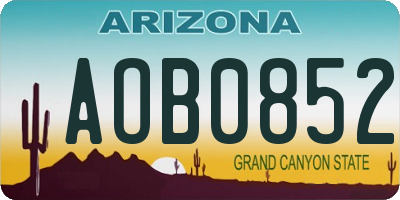 AZ license plate AOB0852