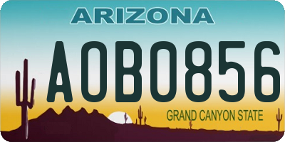 AZ license plate AOB0856