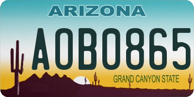 AZ license plate AOB0865