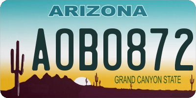 AZ license plate AOB0872