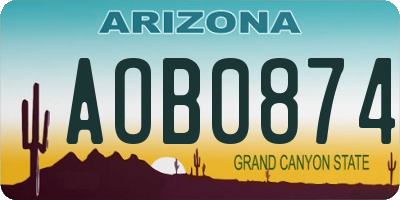 AZ license plate AOB0874