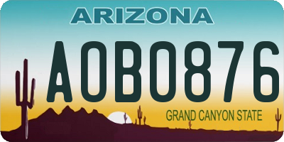 AZ license plate AOB0876