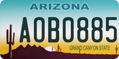 AZ license plate AOB0885